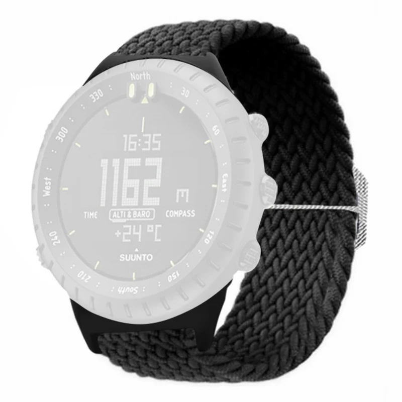 Suunto Core Watch Band Stretchy 22mm Soft Nylon Elastic Braided Strap - Rainbow