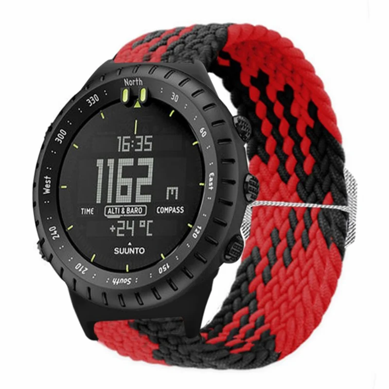 Suunto Core Watch Band Stretchy 22mm Soft Nylon Elastic Braided Strap - Rainbow