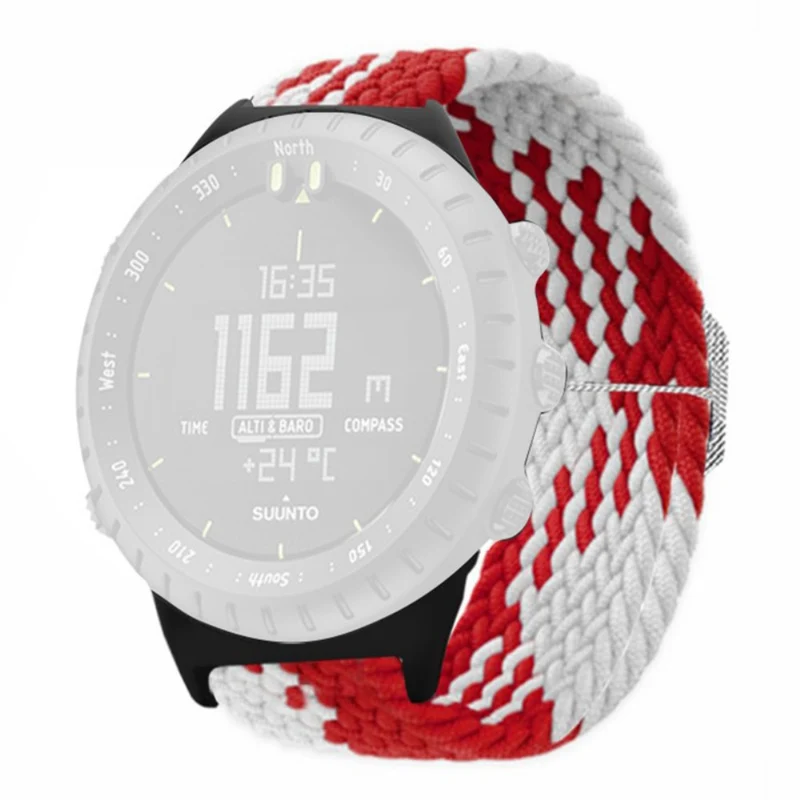 Suunto Core Watch Band Stretchy 22mm Soft Nylon Elastic Braided Strap - Rainbow