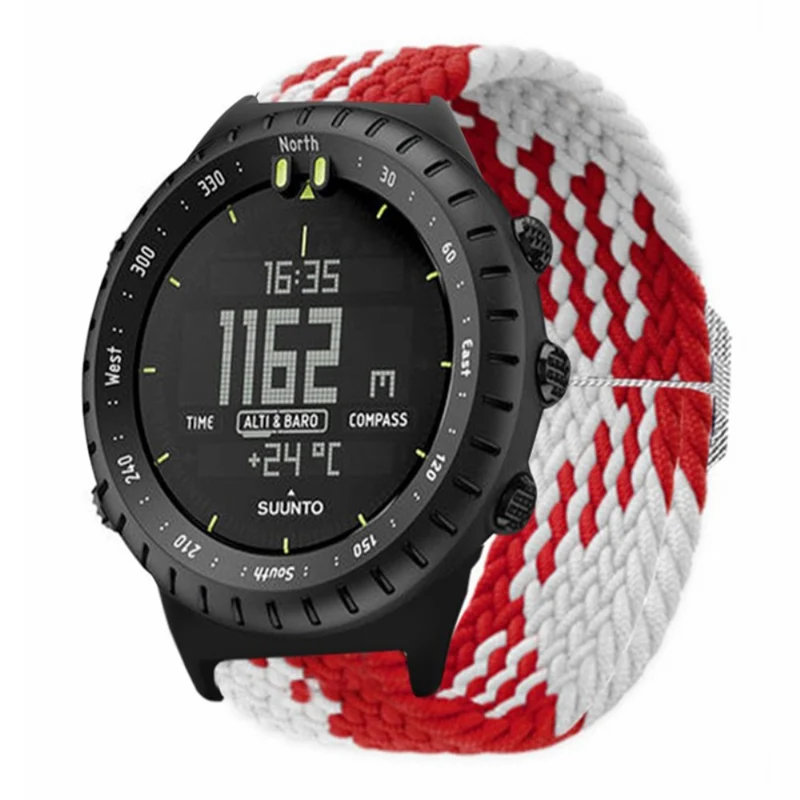 Suunto Core Watch Band Stretchy 22mm Soft Nylon Elastic Braided Strap - Rainbow