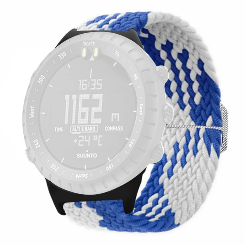 Suunto Core Watch Band Stretchy 22mm Soft Nylon Elastic Braided Strap - Rainbow