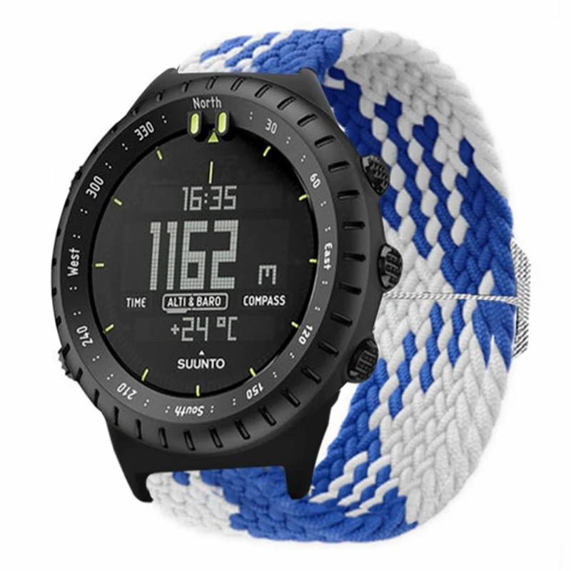 Suunto Core Watch Band Stretchy 22mm Soft Nylon Elastic Braided Strap - Rainbow