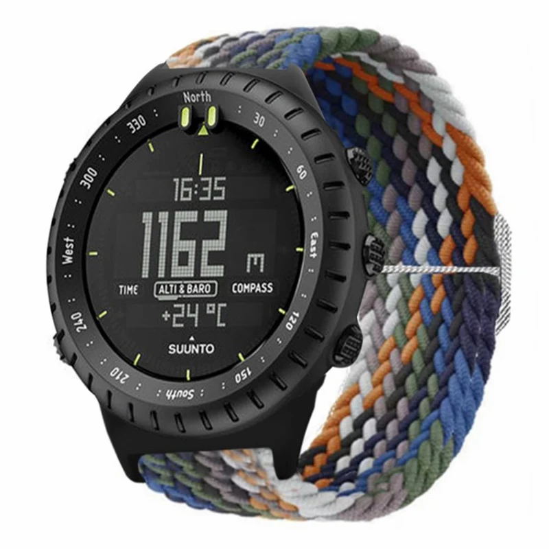 Suunto Core Watch Band Stretchy 22mm Soft Nylon Elastic Braided Strap - Rainbow