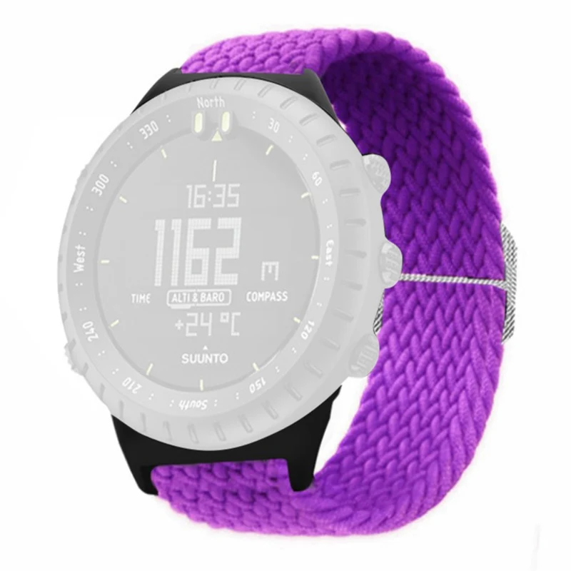 Suunto Core Watch Band Stretchy 22mm Soft Nylon Elastic Braided Strap - Rainbow