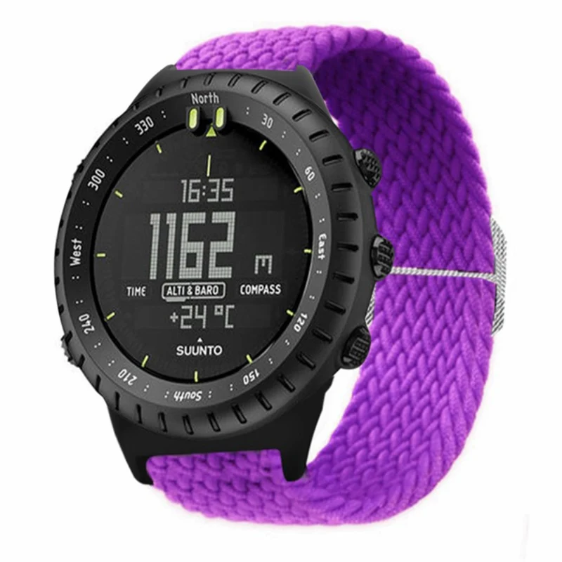 Suunto Core Watch Band Stretchy 22mm Soft Nylon Elastic Braided Strap - Rainbow