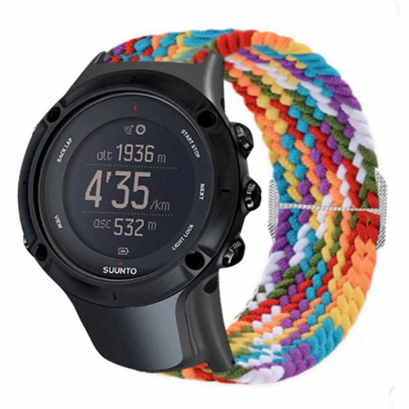 Suunto Ambit3 / Ambit2 / Ambit Braided Nylon Watch Band Adjustable Wrist Strap - Rainbow