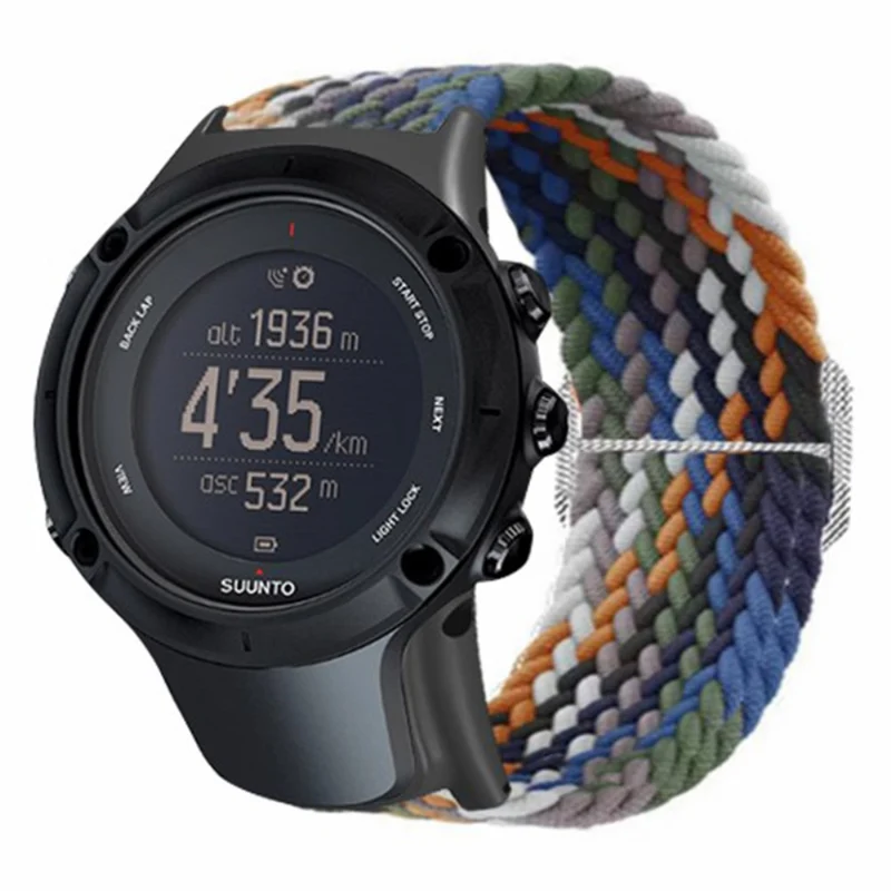 Suunto Ambit3 / Ambit2 / Ambit Braided Nylon Watch Band Adjustable Wrist Strap - Rainbow