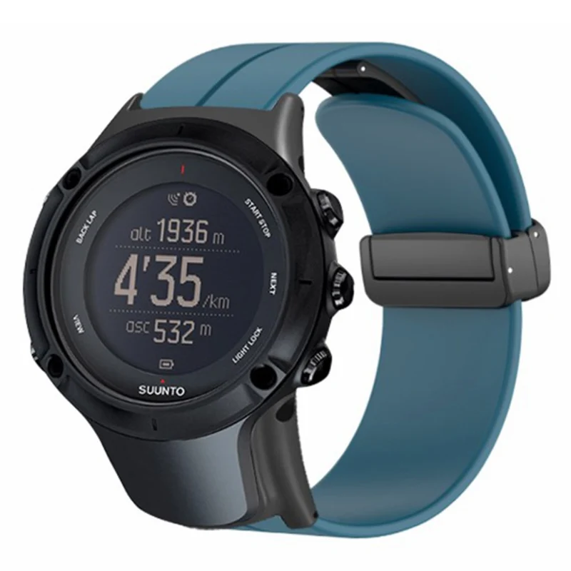 Suunto Ambit3 Peak / Ambit2 Watch Band Silicone Soft Strap with Magnetic Folding Clasp - Army Green