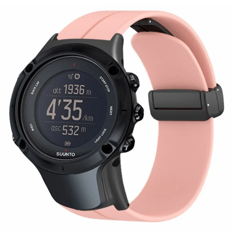 Suunto Ambit3 Peak / Ambit2 Watch Band Silicone Soft Strap with Magnetic Folding Clasp - Army Green