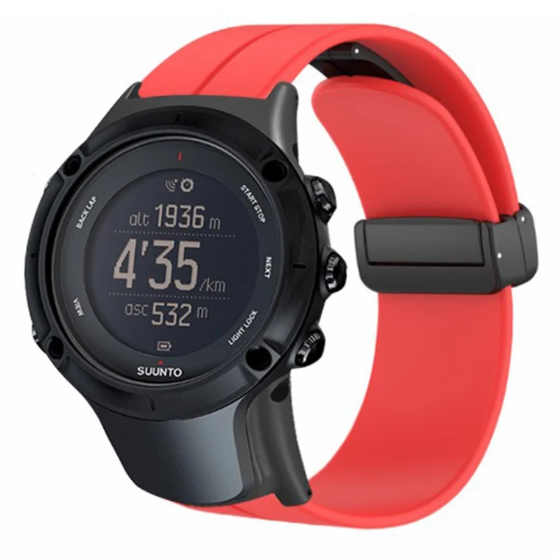 Suunto Ambit3 Peak / Ambit2 Watch Band Silicone Soft Strap with Magnetic Folding Clasp - Army Green