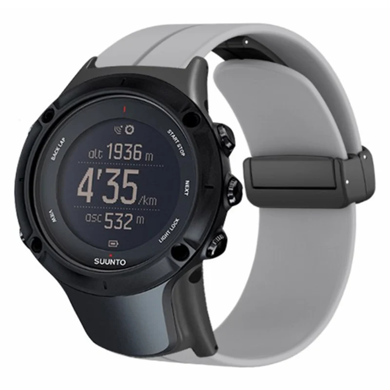 Suunto Ambit3 Peak / Ambit2 Watch Band Silicone Soft Strap with Magnetic Folding Clasp - Army Green