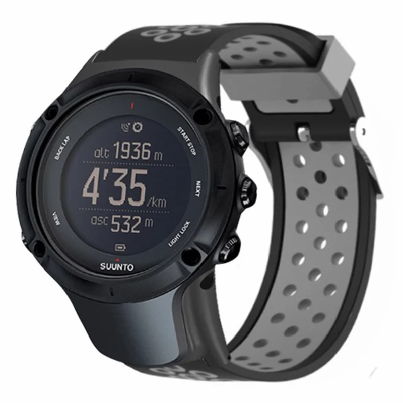 Suunto Ambit3 Peak / Ambit2 Watch Band Silicone Breathable Wristband - Black+Red