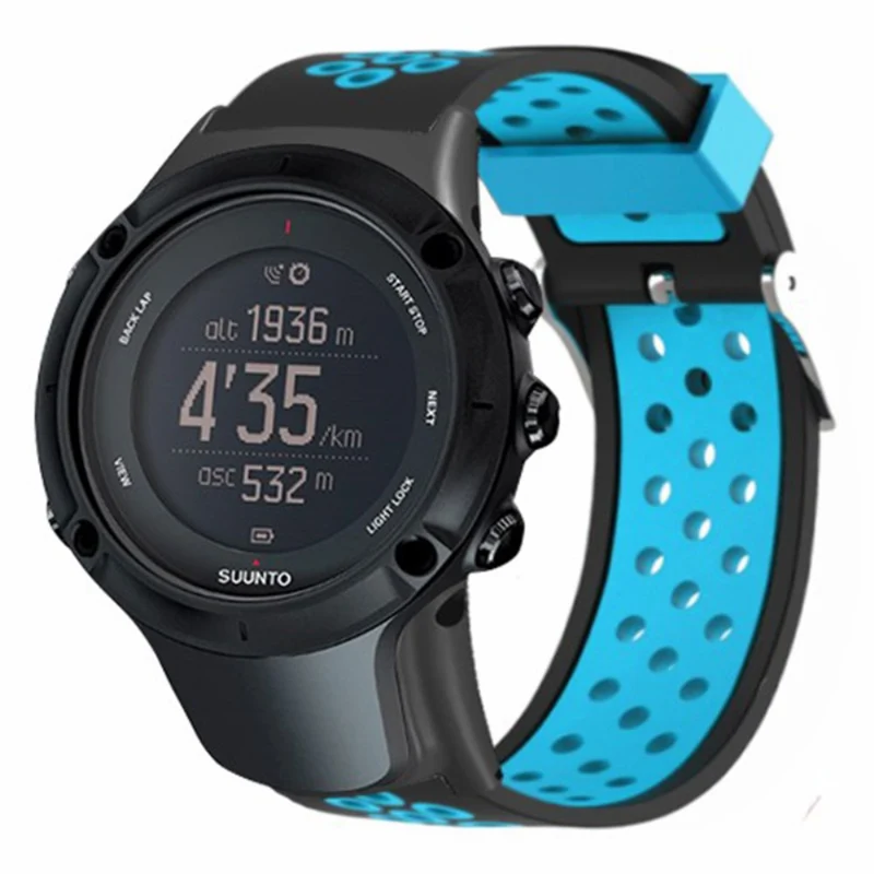 Suunto Ambit3 Peak / Ambit2 Watch Band Silicone Breathable Wristband - Black+Red
