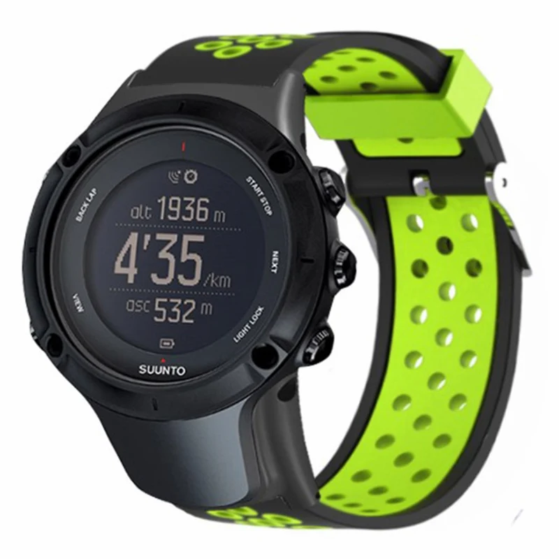 Suunto Ambit3 Peak / Ambit2 Watch Band Silicone Breathable Wristband - Black+Red