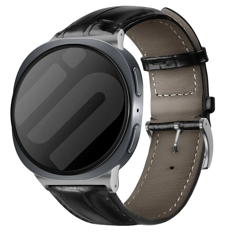 Samsung Galaxy Watch 9 - 40mm Gebürstetes Lederarmband Krokodilprägung (Schwarz)