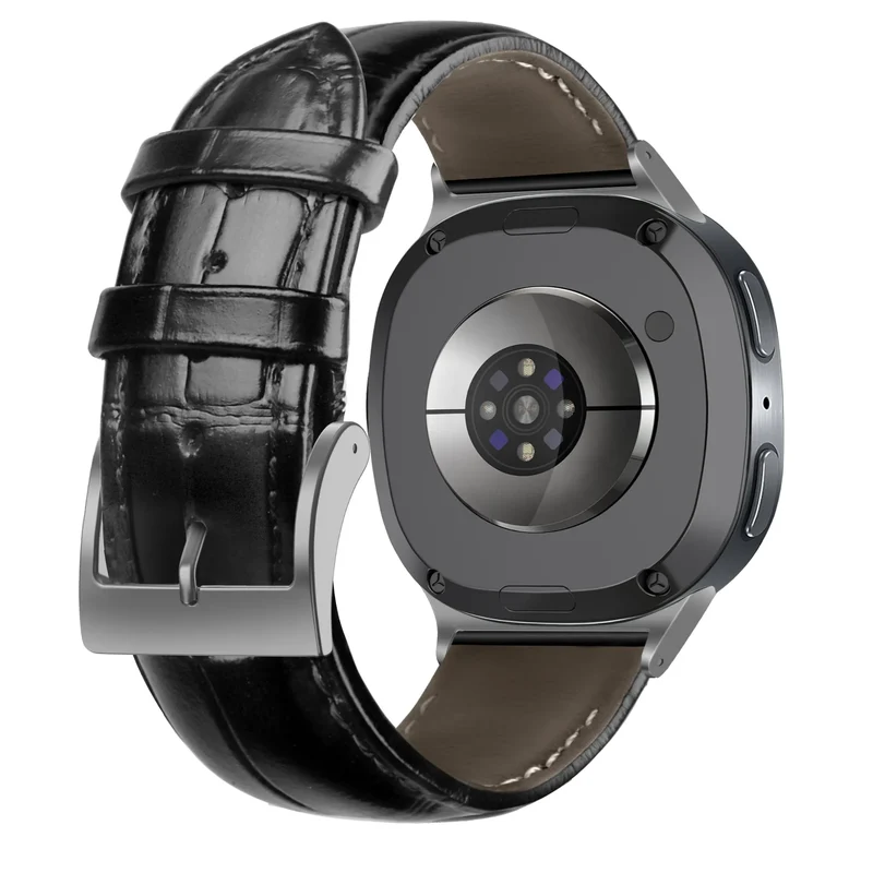 Samsung Galaxy Watch 9 - 40mm Gebürstetes Lederarmband Krokodilprägung (Schwarz)
