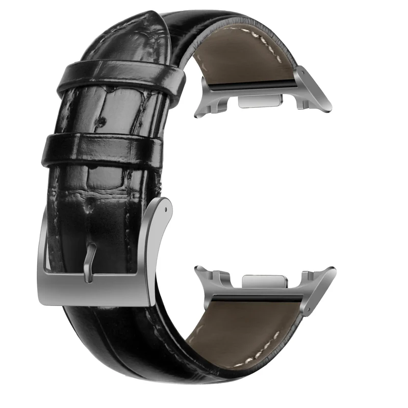 Samsung Galaxy Watch 9 - 40mm Gebürstetes Lederarmband Krokodilprägung (Schwarz)