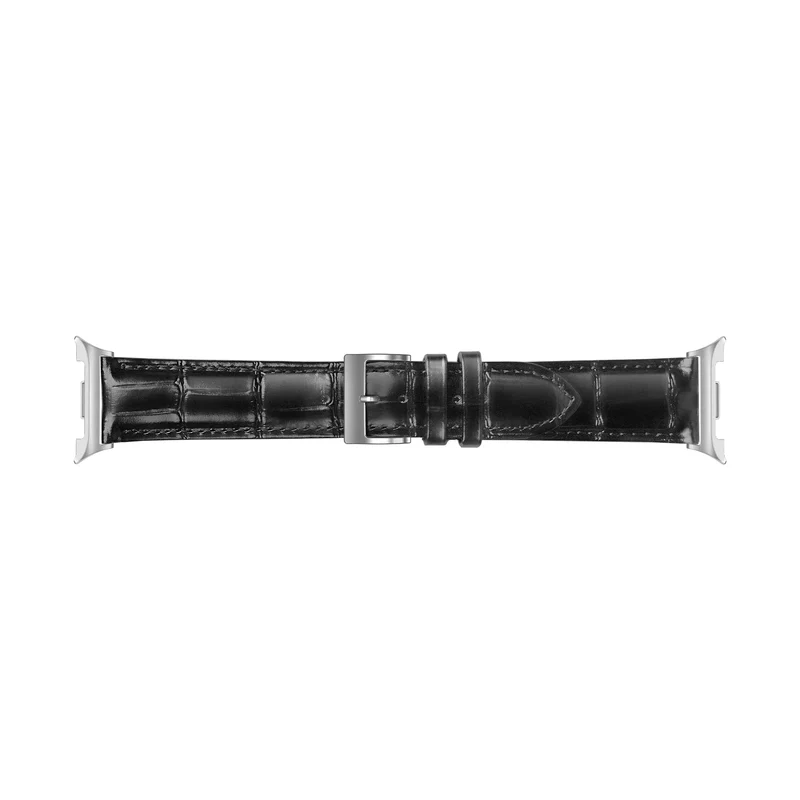 Samsung Galaxy Watch 9 - 40mm Gebürstetes Lederarmband Krokodilprägung (Schwarz)