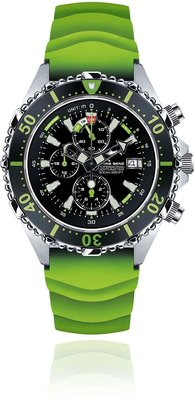 Chris Benz Depthmeter Chronograph 300M CB-C300-G-KBG Herrenuhr • 300m Wasserdicht • Analoger Tiefenmesser