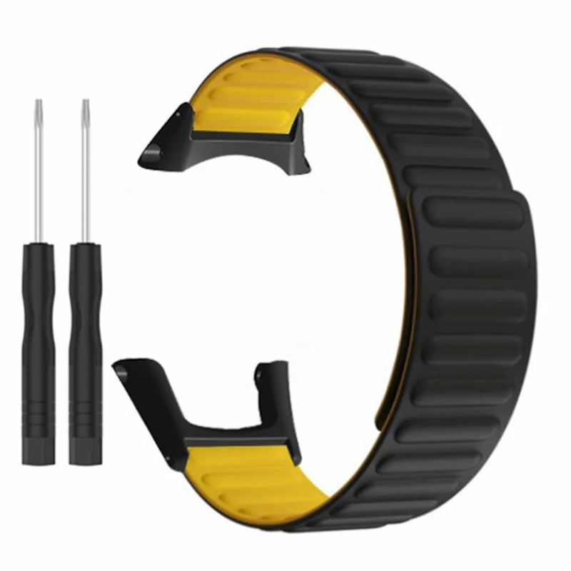 Suunto Ambit3 Peak / Ambit2 Silicone Sport Strap Magnetic Watch Band - Black+Yellow