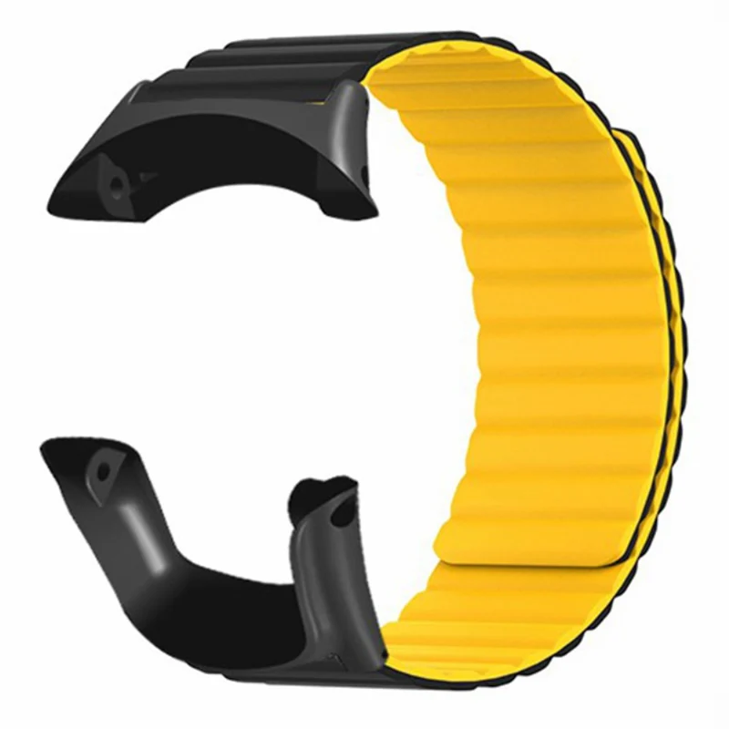 Suunto Ambit3 Peak / Ambit2 Silicone Sport Strap Magnetic Watch Band - Black+Yellow