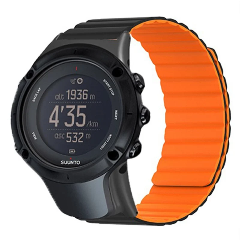 Suunto Ambit3 Peak / Ambit2 Silicone Sport Strap Magnetic Watch Band - Black+Yellow