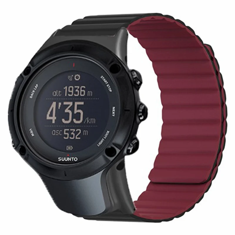 Suunto Ambit3 Peak / Ambit2 Silicone Sport Strap Magnetic Watch Band - Black+Yellow