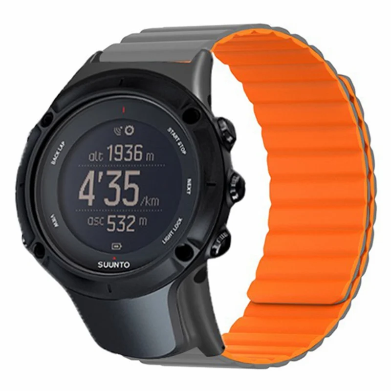 Suunto Ambit3 Peak / Ambit2 Silicone Sport Strap Magnetic Watch Band - Black+Yellow