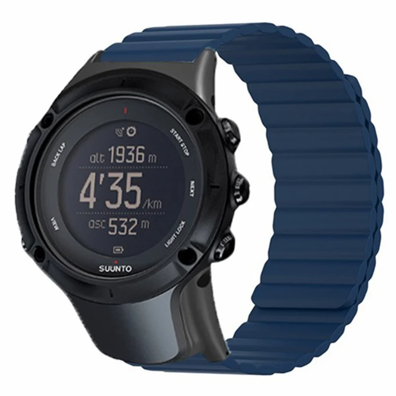 Suunto Ambit3 Peak / Ambit2 Silicone Sport Strap Magnetic Watch Band - Black+Yellow