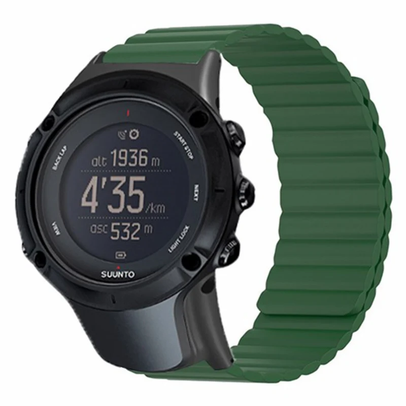 Suunto Ambit3 Peak / Ambit2 Silicone Sport Strap Magnetic Watch Band - Black+Yellow