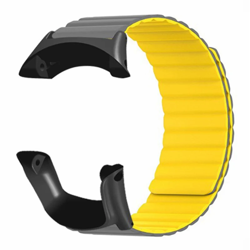 Suunto Ambit3 Peak / Ambit2 Silicone Sport Strap Magnetic Watch Band - Black+Yellow