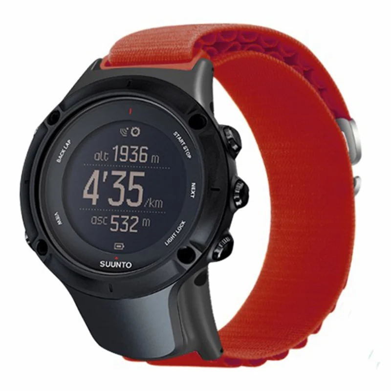 Suunto Ambit3 / Ambit3 Peak Loop Nylon Bands Sport Nylon Replacement Strap - White+Orange