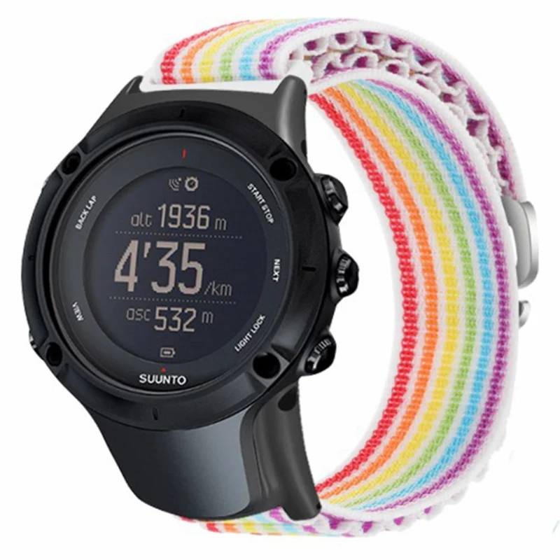 Suunto Ambit3 / Ambit3 Peak Loop Nylon Bands Sport Nylon Replacement Strap - White+Orange