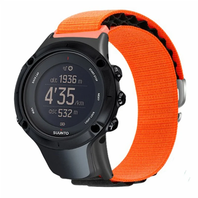Suunto Ambit3 / Ambit3 Peak Loop Nylon Bands Sport Nylon Replacement Strap - White+Orange