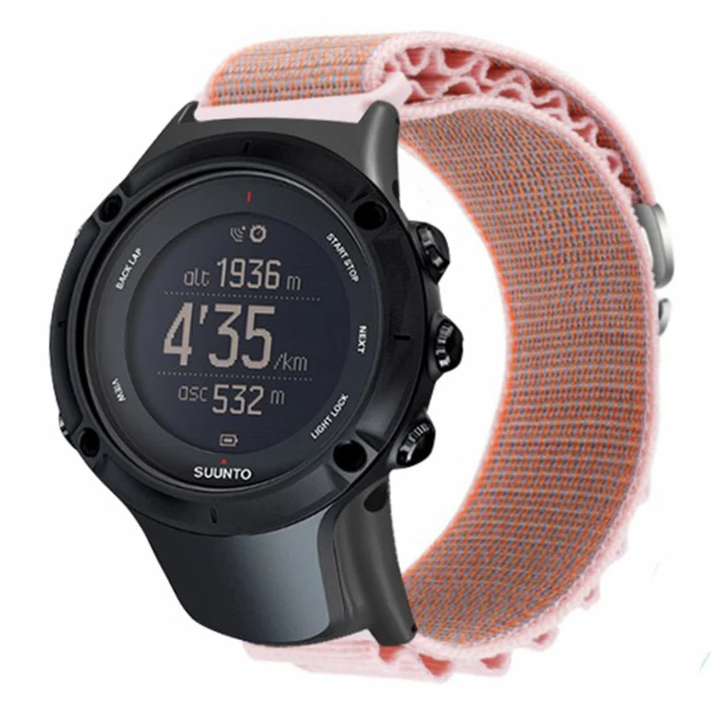 Suunto Ambit3 / Ambit3 Peak Loop Nylon Bands Sport Nylon Replacement Strap - White+Orange