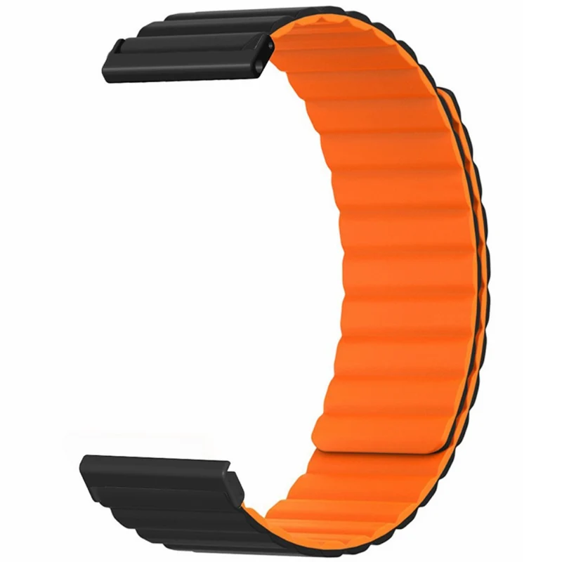 Suunto Spartan Sport Wrist HR Baro / Suunto 7 Magnetic Band 24mm Silicone Watch Strap - Black+Orange
