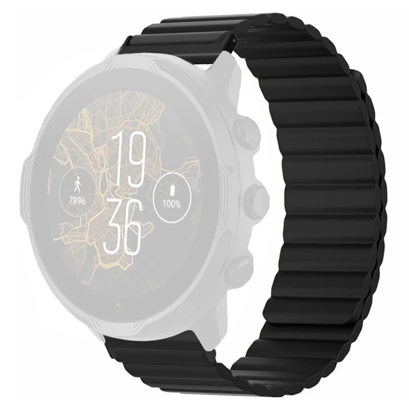 Suunto Spartan Sport Wrist HR Baro / Suunto 7 Magnetic Band 24mm Silicone Watch Strap - Black+Orange