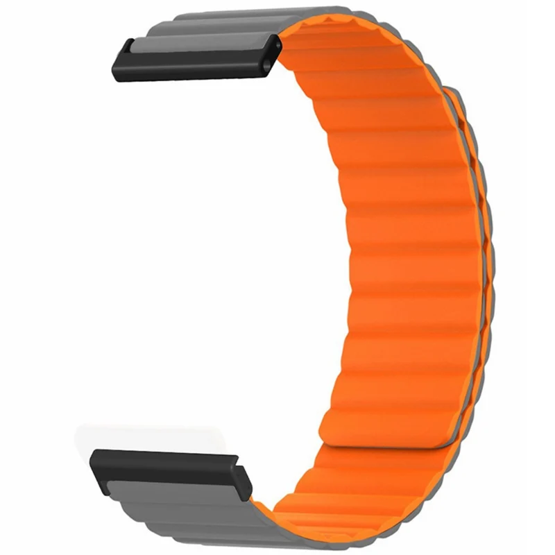 Suunto Spartan Sport Wrist HR Baro / Suunto 7 Magnetic Band 24mm Silicone Watch Strap - Black+Orange