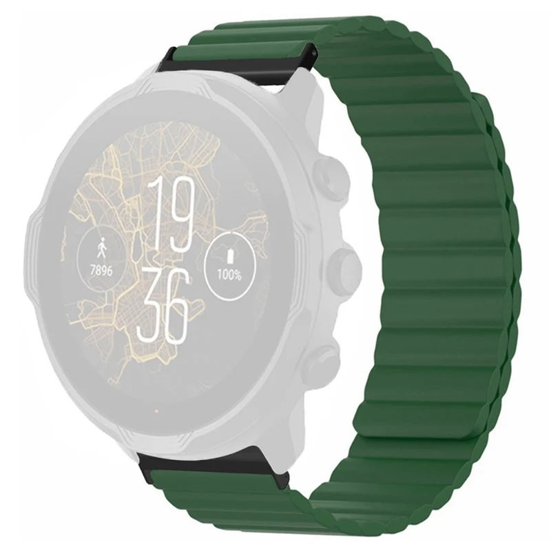 Suunto Spartan Sport Wrist HR Baro / Suunto 7 Magnetic Band 24mm Silicone Watch Strap - Black+Orange