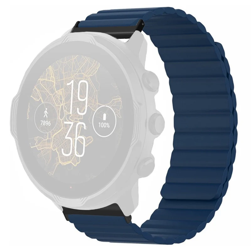 Suunto Spartan Sport Wrist HR Baro / Suunto 7 Magnetic Band 24mm Silicone Watch Strap - Black+Orange