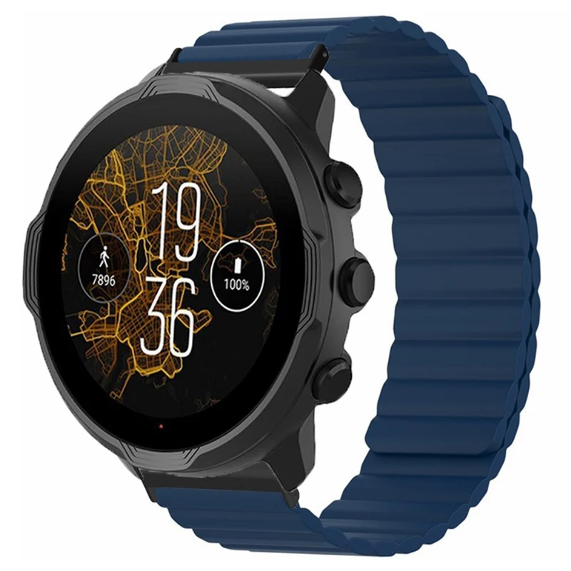 Suunto Spartan Sport Wrist HR Baro / Suunto 7 Magnetic Band 24mm Silicone Watch Strap - Black+Orange
