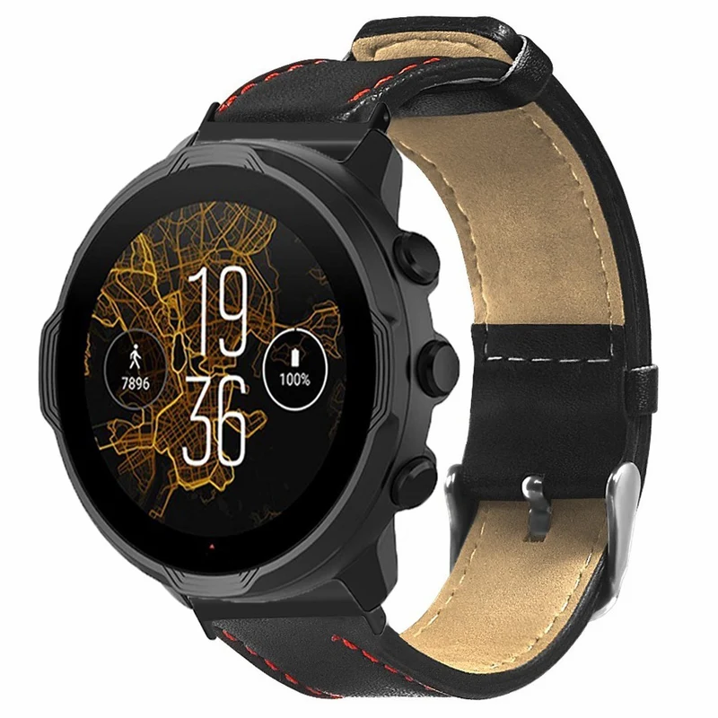 Suunto Spartan Sport Wrist HR Baro / Suunto 7 Watch Strap 24mm Genuine Cow Leather Bands