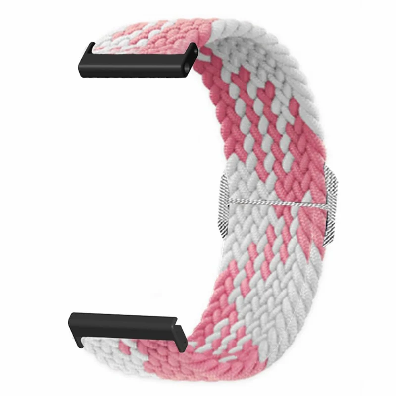 Suunto Spartan Sport Wrist HR Baro / Suunto 7 Watch Strap 24mm Braided Nylon Band - Pink+White