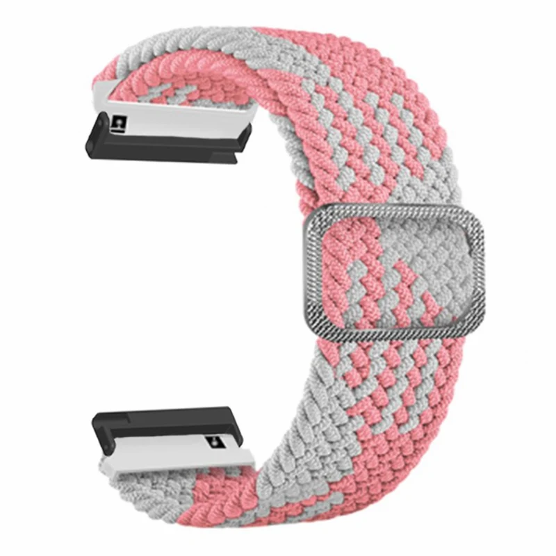Suunto Spartan Sport Wrist HR Baro / Suunto 7 Watch Strap 24mm Braided Nylon Band - Pink+White