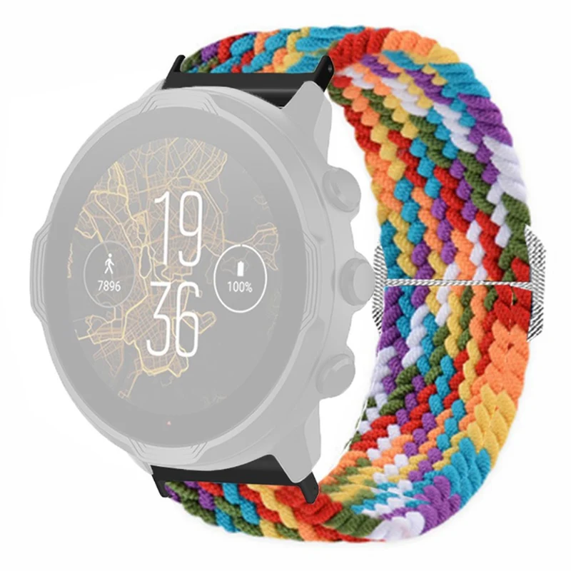 Suunto Spartan Sport Wrist HR Baro / Suunto 7 Watch Strap 24mm Braided Nylon Band - Pink+White