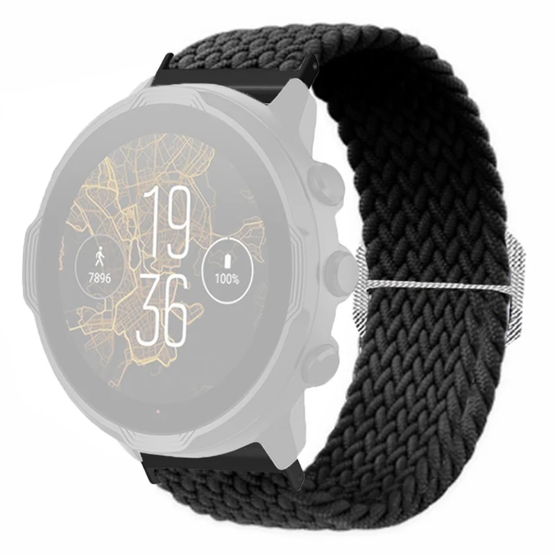 Suunto Spartan Sport Wrist HR Baro / Suunto 7 Watch Strap 24mm Braided Nylon Band - Pink+White