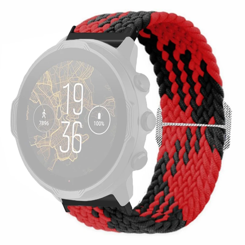 Suunto Spartan Sport Wrist HR Baro / Suunto 7 Watch Strap 24mm Braided Nylon Band - Pink+White