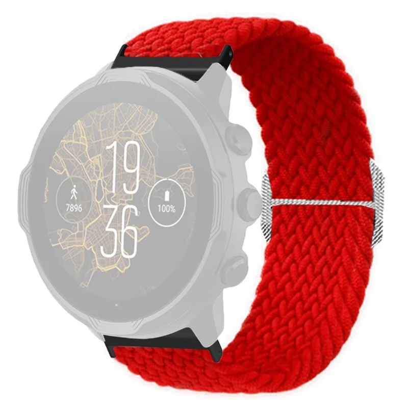 Suunto Spartan Sport Wrist HR Baro / Suunto 7 Watch Strap 24mm Braided Nylon Band - Pink+White