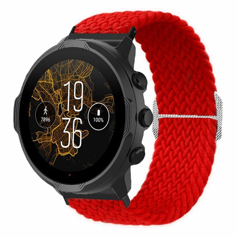 Suunto Spartan Sport Wrist HR Baro / Suunto 7 Watch Strap 24mm Braided Nylon Band - Pink+White