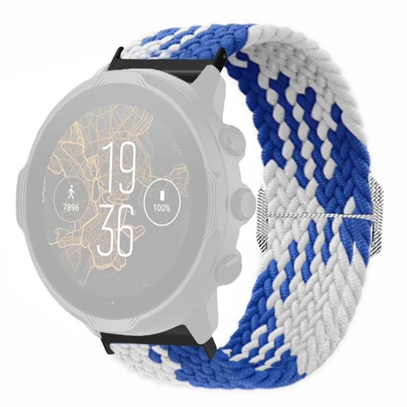 Suunto Spartan Sport Wrist HR Baro / Suunto 7 Watch Strap 24mm Braided Nylon Band - Pink+White